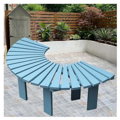 Genérico Banco De Árbol Semicircular, Silla Curva De Madera Maciza For Exteriores, Asiento For Patios, Césped, Piscinas Y Parques.(Blue)
