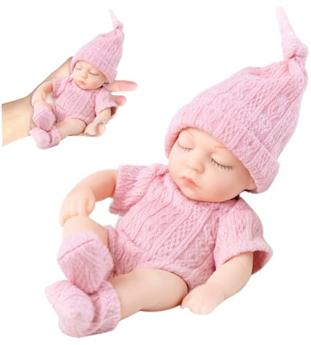 Pineeseatile Realistic Baby Doll, Baby Dolls 7 In Long Soft Vinyl Lifelike Poseable New-Bron Realistic Doll with Clothes Mini Dolls for Girl, Children Newborn, Silicone