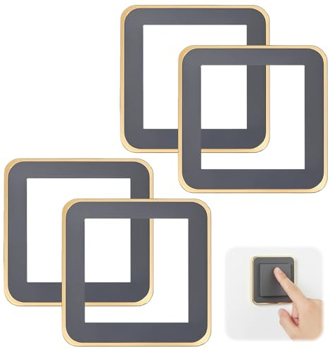 Light Switch Cover, 4 Pack Gold with Black Accents, Standard Size 126×126mm, Elegant Light Switch Surround Plate, Perfect for Home and Office Decoration, Suitable for Most People