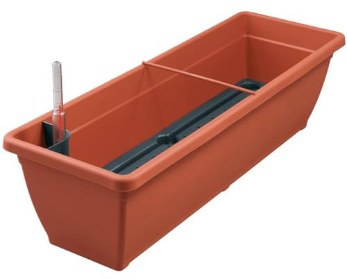 Geli Thermo Plastic Blumenkasten Aqua Flor Plus mit Bewässerung und Wasserstandanzeiger, Farben:Terracotta 06;Länge:60 cm