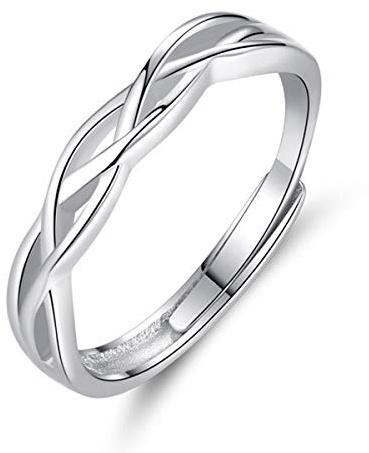 GULICX Solid 925 Sterling Silver Ring for Women Men, Moonstone Cubic Zirconia CZ Celtic Knot Adjustable Finger Rings for Eternity Engagement Promise Anniversary Wedding Jewellery Gifts