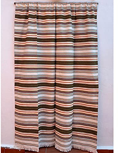 Jarapa Home Made with love Cortina Alpujarreña Rustica, Hecha en España, Fibra Natural de algodón - Cortina para Puerta Exterior mosquitera y Parasol, Medidas 160x215 cm (Blanca/Multicolor)