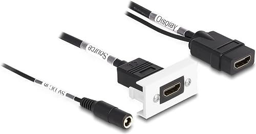 Easy 45 HDMI 4K 60 Hz Modul mit DC Einspeisung 2,1 x 5,5 mm und Kabelpeitsche, 22,5 x 45 mm