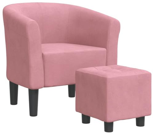 vidaXL Fauteuil Cabriolet avec Repose-Pied, Chaise avec Accoudoirs, Canapé avec Dossier, Siège Rembourré Salon Chambre, Rose Velours