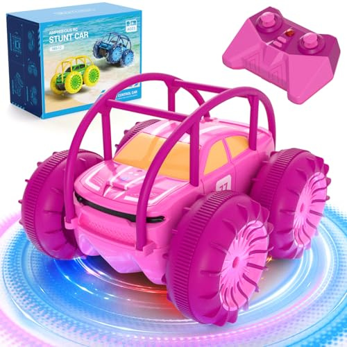 MaxTronic Coche teledirigido para niñas, Carga Directa Monster Truck Anfibio con luz LED, 4WD Impermeable Interior al Aire Libre RC Juguete de Playa de la Piscina, los niños de 3 4 5 6 7 8 9 Años