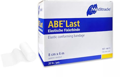 HansaGT Medical Mullbinden 8cm x 4m - 20 Stück Hochelastische medizinische Fixierbinde Latexfreies Verbandsmaterial 135% Dehnbar 4m Länge Besonders geeignet zur Befestigung von Wundauflagen (1411)