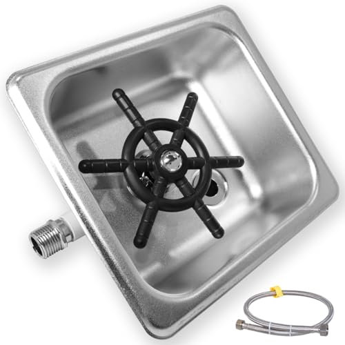 GOLDMAN SERVICE Rince-verre automatique haute pression pour évier de cuisine - Nettoyeur de verre professionnel avec récipient carré en acier inoxydable - Dimensions : 17 x 16 cm