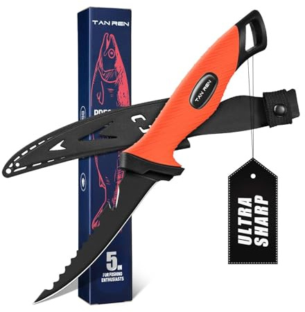 TAN REN 5 Inch Bait Knife for Fishing, Sharp Stainless Steel Fish Knife for Filleting and Cleaning, Perfect Fillet Knives with Sheath for Saltwater or Freshwater Use