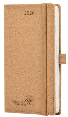 POPRUN Pocket 2026 Week to View Diary Slim 16.5 x 9 cm Hardback 26 Weekly Planner ECO Friendly Fully Recyclable Small Appointment Diary (Desert Brown)