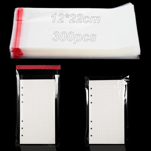 300pcs Clear Cellophane Bags Small Sealable Plastic Bag Self-Adhesive Transparent Cellophane Bags 12 x 22 cm OPP Bag Flat for Biscuits Sweets Chocolate Jewellery Earrings