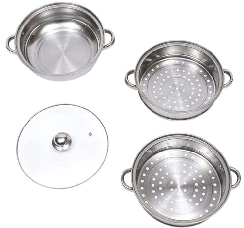 Hemobllo Olla de Vapor Multifuncional de Acero Inoxidable Diseño de Triple Capa para Cocinar Verduras y Alimentos al Vapor Hogar