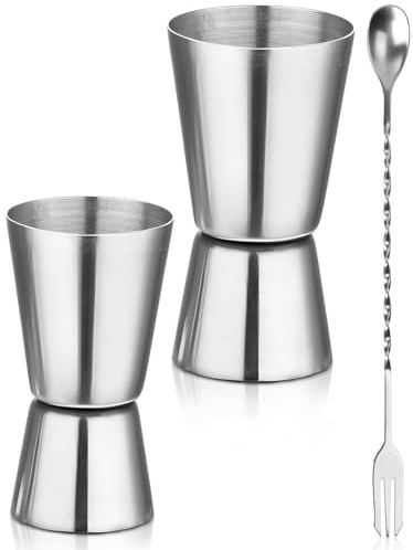 MYGLOAR Misurino per cocktail in due pezzi, misurino da bar in acciaio inox, doppio misurino per gin, per liquori da 30 ml e 50 ml, per con scala precisa, per cocktail da 30 ml per bar di casa