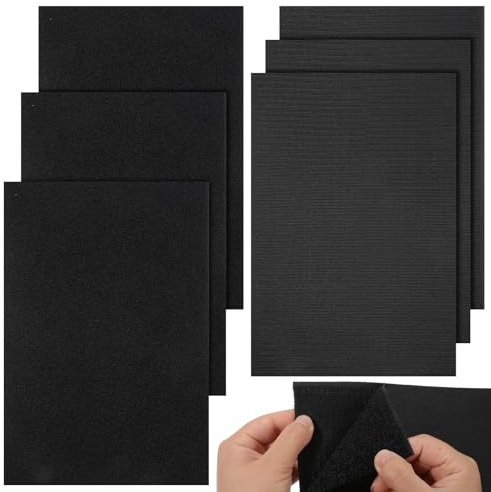 LIQWEI 6 stycken kardborreband för sömnad, 20 x 30 cm kardborreband för sömnad, svart kardborreband, brett för tyg, textilier, kläder, kuddar, skor