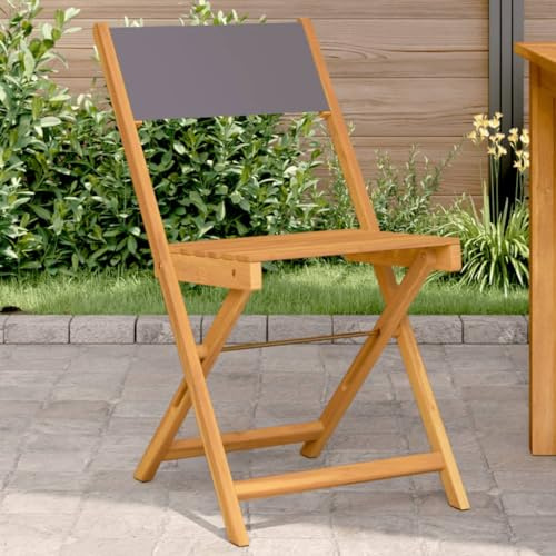Owoxanthellate Bistrostühle 2er Set Anthrazit Akazie Massivholz klappbar 41x52,5x80 cm wetterfeste Gartenstühle für Balkon Terrasse Camping