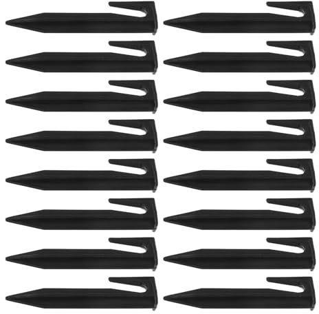 Zerodeko Estacas para Tiendas y Jardín, 100 Unidades de Plástico Negro para Suelos Duros y Césped, Resistentes y Ligeras, para Acampada y Senderismo