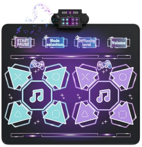 COSTWAY Kids Dance Mat, Electronic Play Mat with 4 Game Modes, 3 LED Speeds | 8 Levels, 8 Musics, 7 Volume Levels, Foldable Dance Pad Toy for Boys Girls Age 3+