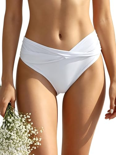 SHEKINI Fondo Bikini per Donna Triangolo Classico Ruched Bikini Nuoto Tronchi Culotte Slip Costumi da Bagno Pantaloncini da Spiaggia
