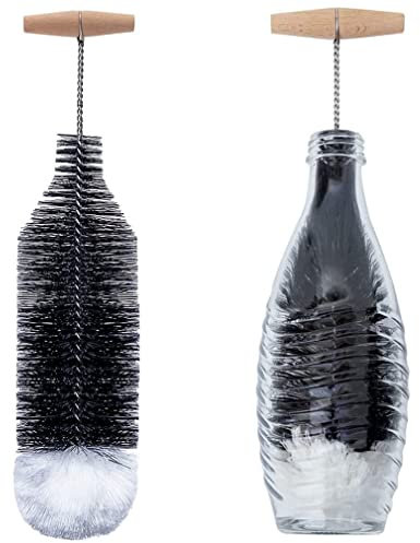 Grunda 35cm Flaschenbürste kompatibel mit Sodastream Glasflasche, kratzerfreier Flaschenreiniger Bürste Löst hartnäckigen Schmutz, Reinigungsbürste mit Perfekter Passform für Glaskaraffe