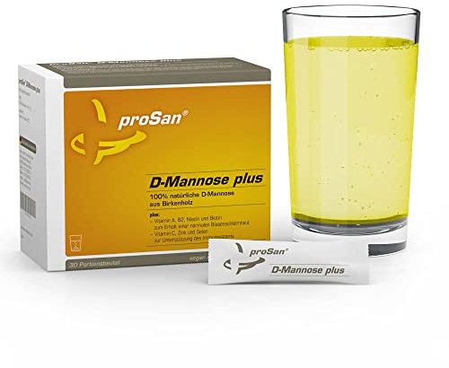 proSan D-Mannose plus (30 Sticks) | vegan, ohne Zusatzstoffe, Antibiotikafrei | 100% natürliches D-Mannose-Pulver aus Birke + Vitalstoffe für Blasenschleimhaut & Immunsystem | Qualität aus Deutschland