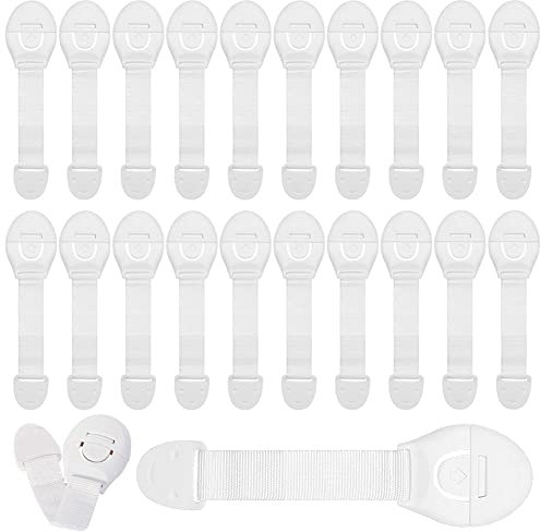 20 Stück Kindersicherung Schrank Kindersicherung Schubladen Schubladensicherung Baby für Tür Schränke Kühlschrank Schubladensicherung Schrankschloss mit Starker Kleber Ohne Bohren