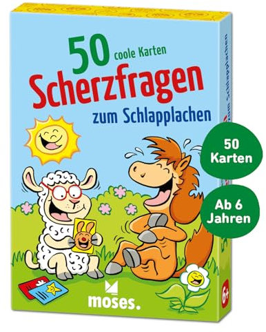 moses. 50 Coole Karten – Scherzfragen zum Schlapplachen, 50 Karten mit witzigen Scherzfragen für Kinder ab 6 Jahren, Witze-Sammlung für Jung und Alt