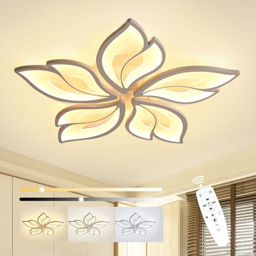 Sky angle LED Deckenleuchte Mit Fernbedienung Dimmbar Schlafzimmer Lampe, Kreative Blumenform Design Wohnzimmer Deckenlicht(5 Köpfe/Ø63cm/24.8in)
