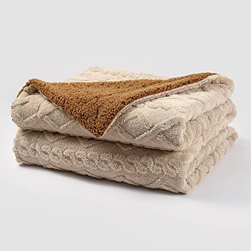 Pagnanno. - Sherpa Teddy Fleece Blanket - Fluffy Double Layered Bed and Sofa Throw - Thick, Warm & Extra Soft - For Families, landlords and Couples (Biscuit, King (200x240cm))