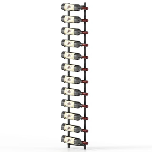 COSTWAY Portabottiglie Vino da Parete, Cantinetta Vino da Parete per 6/9 / 12 Bottiglie, Porta Bottiglie di Vino in Metallo per Cucina, Sala da Pranzo, Cantina, Bar (22 x 13,5 x 145 cm)