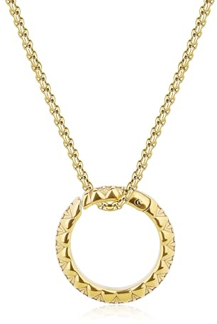 GAVU Collar Porta Anillos para Hombre, Collar para Hombre de Acero Inoxidable Chapado en Oro con Colgante Porta Anillo 50cm