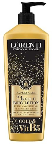 LORENTI TOKYO & SEOUL Lozione corpo da donna in oro 24 K, 400 ml, crema per il corpo con cura profonda, lozione per il corpo, lozione idratante, cura del corpo e delle donne