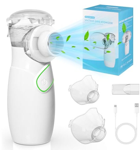 SOARFLY Inhalationsgerät, USB Wiederaufladbar Inhalationsgerät, Tragbar Inhalationsgerät für Kinder Erwachsene, Leise Inhaliergerät, Effiziente Inhalator, mit Mundstück und 2 Maske, für Heim, Reisen