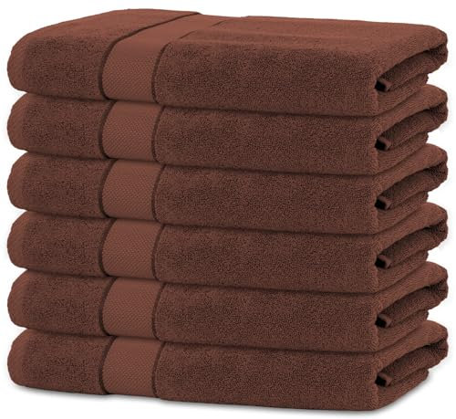 BANANALU 6 Handtücher Set 50x100cm 100% Baumwolle Gästehandtücher Handtuch Schokoladenbraun