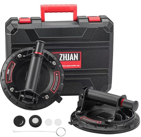 ZHJAN Ventosas para Cristal y Ventosas para Azulejos (2 Piezas) - 200mm, Caja de Transporte Incluida, Carga Máxima 200KG - Ideal para Levantar Cristales, Mármol, Cerámica y Vidrio