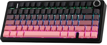 EPOMAKER X Aula F75 Teclado Mecánico Inalámbrico para Juegos del 75%, Tri-Modo de Bluetooth/2.4 GHz/USB-C, Intercambiable en Caliente, con Cinco Capas, Perilla y NKRO (Negro Rosado, Reaper Switch)
