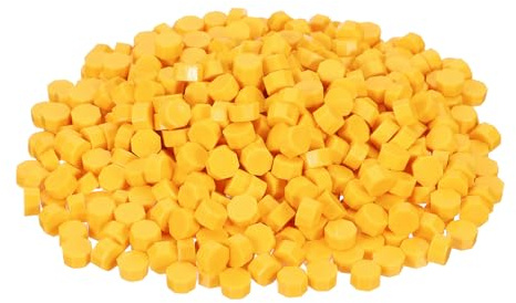 PATIKIL Sigillvaxbollar, 720 stycken vaxsigillstämplar, kuvert, brev, vaxsigill, kulor, pellets enkelfärg för stämpeltätning och gör-det-själv-hantverk, gul