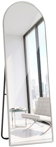 Marctani Espejo de Pie Cuerpo Entero Arqueado, 150 x 40 cm - Espejo Cuerpo Entero Pared, 3 Formas de Uso: Pie, Colgado o Apoyado - Espejo Grande, Cristal de 4 mm, Marco Aluminio Anodizado 3 cm