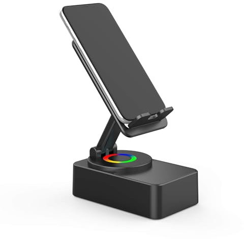 Birthday Gift for Women Mom Men Dad Cell Phone Stand with Wireless Bluetooth Speaker and Portable Charger ＆Led Color Flash Light HD Stereo Surround Sound Cool Gadget for Home Office Travel