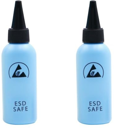 Rfeeuubft 2 60ML ESD-Dispenser Plastlösningsmedelsflaska Högkvalitativ Läcksäker Nålflaska för Limborttagning, Blå