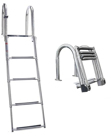 Scala per Piscina Fuori Terra con corrimano Retrattile, ringhiera per Scale, carico Fino a 250 kg, Ingresso e Uscita Adatti per parchi Acquatici Interni ed Esterni.