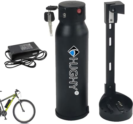 HJGHY 36v,6Ah, Batteria agli ioni di Litio da 36 Volt per e-Bike, a Forma di Borraccia, da 36V 5.2Ah, 6.4Ah, 6Ah, 7Ah, da Montare sul Tubo Obliquo del Telaio, con Caricabatterie Incluso.
