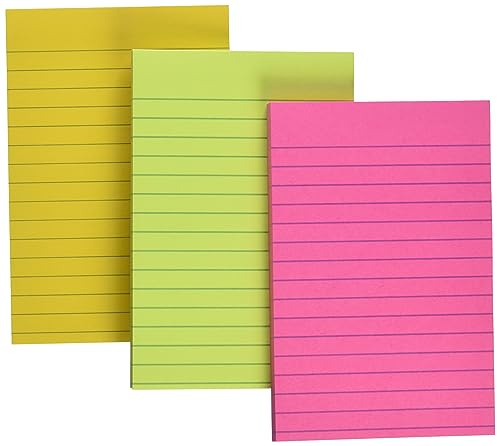 Post-it Superklibbiga stora anteckningar, blandade färger, 101 mm x 152 mm, 3 fodrade dynor