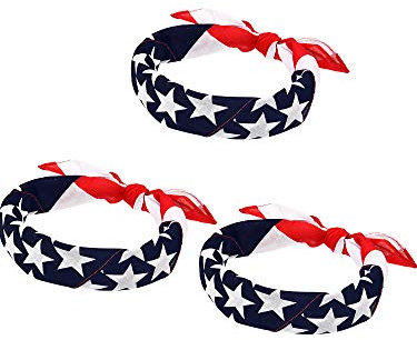 Maxdot American Flag Bandanas USA Memorial Day Flag Headband Kerchief Unisex Cowboy Bandana 4th of July Patriotic Accessories