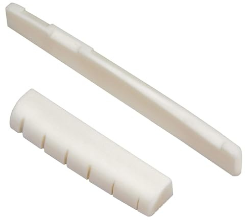 Blisstime 6 String Acoustic Guitar Bone Bridge Saddle and Nut Made of Real Bone for Acoustic Folk Guitar
