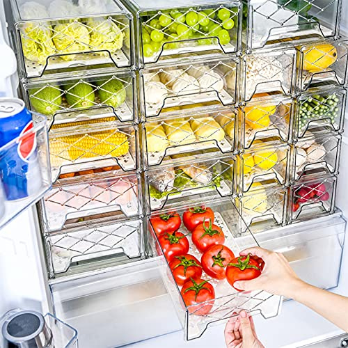 BuonHucs Pantry Organization and Storage, Refrigerator Organizer Bins, Fridge Pull-Out Drawer Containers, Stackable Storage Bins for Kitchen, Cabinet, Closet, Bathroom (2 PACK, 12.6L x 8W x 4.4H)