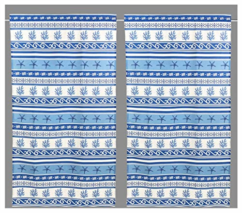 Tex family Tendina Vetro Moderna Larga 45 o 60 o 80 Grecia Blu Made in Italy - 1 Telo cm. 60x150