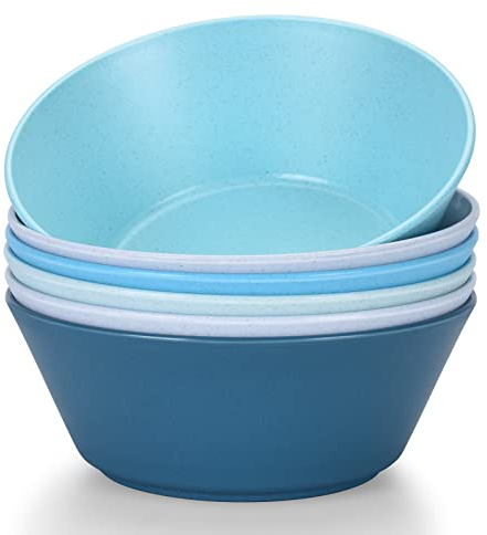 32 Ounce Cereal Bowls, Unbreakable Wheat Straw Fiber Bowl, Lightweight Kitchen Bowls Microwave & Dishwasher Safe BPA Free Bowls, E-Co Friendly Bowls Set for Cereal, Salad,Oatmeal, Soup,Snacks -6 Color