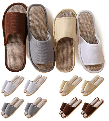 8 Pairs Disposable Slippers for Guests,House Slippers for Guests , Open Toe Indoor Slipper Comfortable Washable,Multi-Color Casual Spa Slipper for House,Hotel,Travel,Unisex Universal Size(4 Large Size+4 Medium Size)