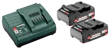 Metabo Set base 2 batterie agli ioni di litio da 2,0 Ah - 685161000 - Set di batterie per una ricarica efficiente e veloce - Include batterie e caricabatterie da 18 V