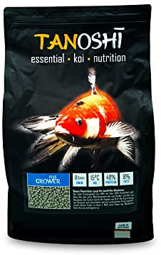Tanoshi Koifutter - Grower Plus - 6mm 5 kg | Schwimmendes Hauptfutter für maximales Wachstum | mit Lachsöl und Shrimps | ab 15°C