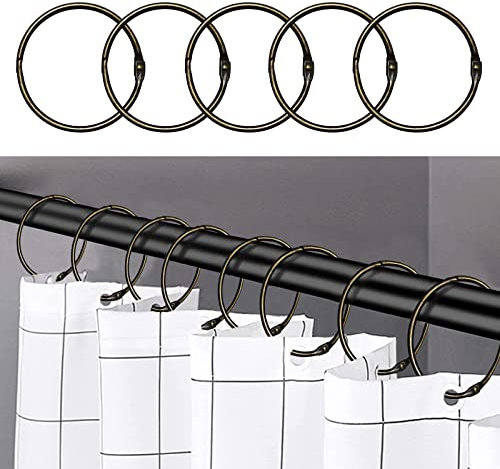 WEKIWGOT 24 Piezas Anillas para Cortina de Ducha de Acero Inoxidable, Anillo para Barra de Cortina de Ducha Redonda, Anillos de Metal para Barra de Ducha, Baños, Ventanas